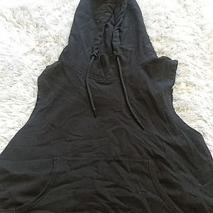 Sleeveless slightly cropped hoodie.